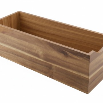 Premium Acacia Wood Rectangular Storage Bin - Multipurpose Organizer